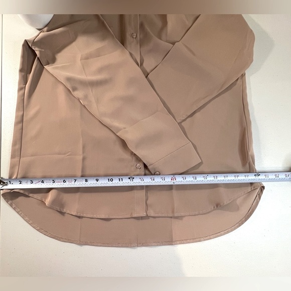 AISEW Button Down Shirt, Long/Sleeve Collared Blouse, Color Khaki, Large - Picture 5 of 8